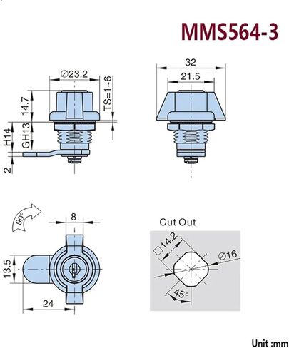 Handle Cabinet Cam Lock for Storage-Box Jewelry Case Mail Box Electronic File Cabinet MS564 1Pcs(MMS564-3) in Saudi Arabia