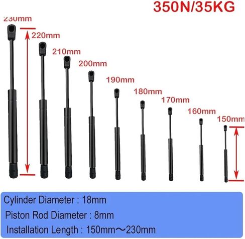 1pc 150mm-230mm 35 كجم/350n دعم الرفع الهيدروليكي الدعم الدعامة الهيدروليكية المفصلية المطبخ الأثاث المطبخ أجهزة الأثاث (18-8-70-220) in Kuwait