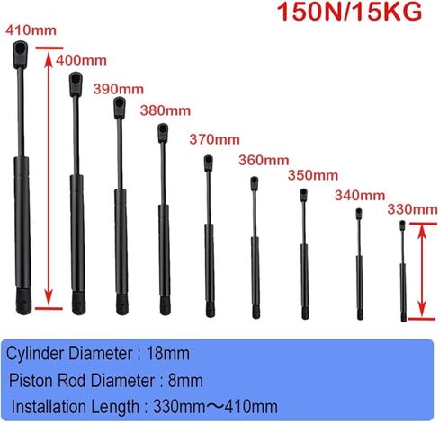 1PC 330mm-410mm 15kg/150N Car Hydraulic Lift Support Strut Hydraulic Spring Hinge Kitchen Cupboard Hinge Furniture Hardware(18-8-130-350) in Kuwait
