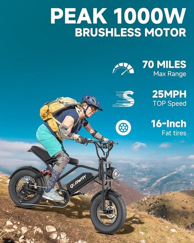500W/750W FAT TIRE TREAL DIRT BIKE للبالغين ، 48V 13.5AH/18AH بطارية قابلة للإزالة 16 "/20" دراجة نارية كهربائية مع سرعة قصوى 31 ميل في الساعة ، ومجموعة 40-70 ميلًا ، تعليق كامل in Kuwait