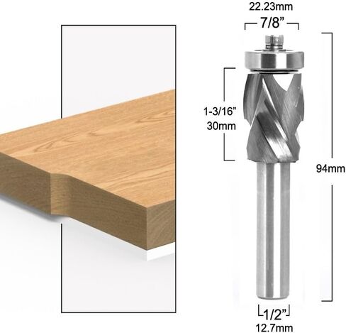 12mm 1/2" Shank Bearing Ultra-Performance Compression Flush Trim Solid Carbide CNC Router Bit End Mill Milling Cutters for Woodworking(NO.3 12.7mm Shank) in Saudi Arabia