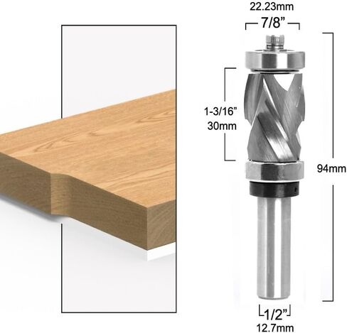 12mm 1/2" Shank Bearing Ultra-Performance Compression Flush Trim Solid Carbide CNC Router Bit End Mill Milling Cutters for Woodworking(NO.3 12.7mm Shank) in Saudi Arabia