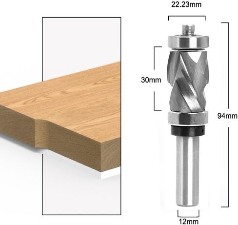 12mm 1/2" Shank Bearing Ultra-Performance Compression Flush Trim Solid Carbide CNC Router Bit End Mill Milling Cutters for Woodworking(NO.3 12.7mm Shank) in Saudi Arabia