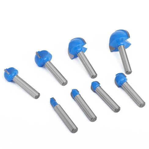 8pcs 6mm 1/4 Shank Ball Nose Router Bit Set Round Milling Cutter for Woodworking CNC Radius Core Box Solid Carbide Tools(6mm 8pcs) in Kuwait