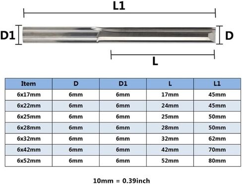 6mm Shank 2 Flute Straight End Mill Carbide CNC Router Bit Engraving Bit Straight Slot Milling Cutter Woodworking Tool(6x52mm) in Saudi Arabia