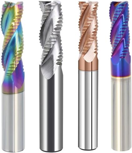 طاحونة نهاية الخشنة 1-20 كربيد 3 flutes 4f للألومنيوم الحديد الصلب MDF الألياف الزجاجية الأكريليك من البلاستيك النحاس النحاسي (الأزرق 4F ، 6.0x20x75l) in Saudi Arabia