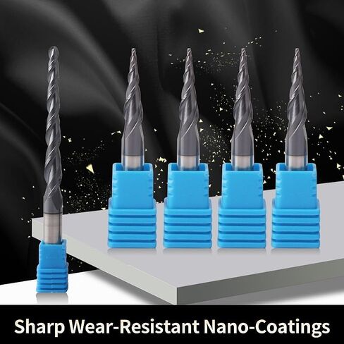 3.175mm 4mm 6mm 8mm Shank Carbide Ball Nose End Mills Ball Nose Tapered End Mill Router Bits CNC Taper Metal Milling Cutter(R0.75X20XD6X50L) in Saudi Arabia