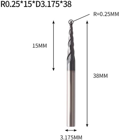 3.175mm 4mm 6mm 8mm Shank Carbide Ball Nose End Mills Ball Nose Tapered End Mill Router Bits CNC Taper Metal Milling Cutter(R0.75X20XD6X50L) in Saudi Arabia