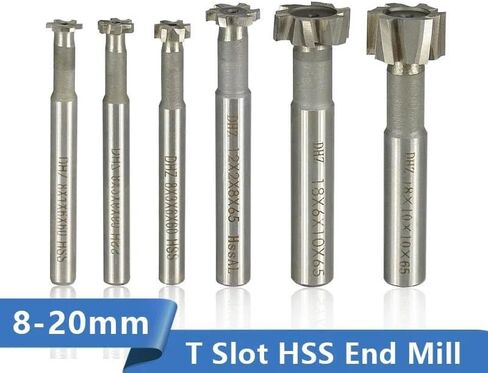 8/10/14/20mm Shank T Slot Milling Cutter HSS End Mill for Metal HSS Woodruff Key Seat Router Bit CNC Machine Milling Tool Router Bit(18x4x10x75L) in Saudi Arabia