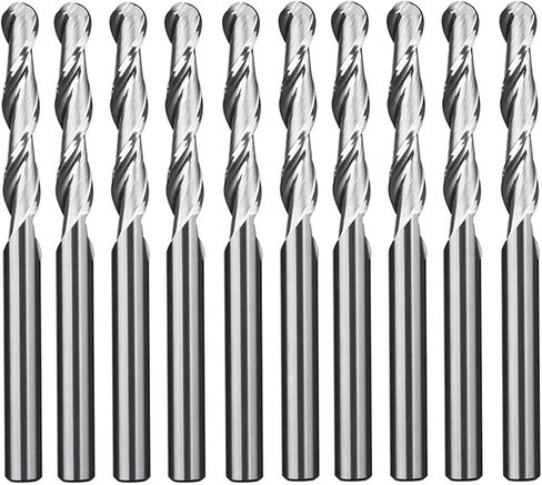 10pcs 3.175mm ball ball end mill 2 flutes plutes milling cutter cnc cncviving router bit for mdf pvc tool set (3.175x2x17) in Saudi Arabia
