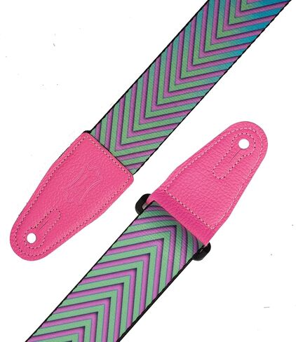 Leathers Leathers Optical Illusion Series 2 "حزام جيتار البوليستر مع تعديل Tri-Glide ، تصميم تشويه وردي ساخن (MP2OI-004) in Saudi Arabia