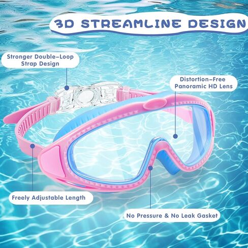 2 Pack Kids Swim Goggles for 3-15 - HD Children's Large Frame Anti-Fog Pool Swimming Goggles for Boys Girls Toddler in Saudi Arabia