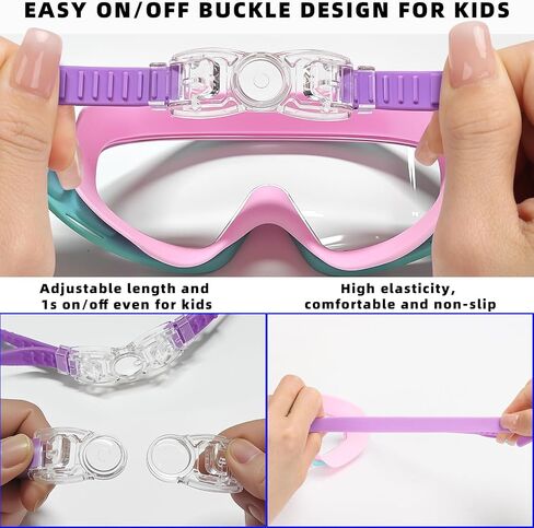 2 Pack Kids Swim Goggles for 3-15 - HD Children's Large Frame Anti-Fog Pool Swimming Goggles for Boys Girls Toddler in Saudi Arabia