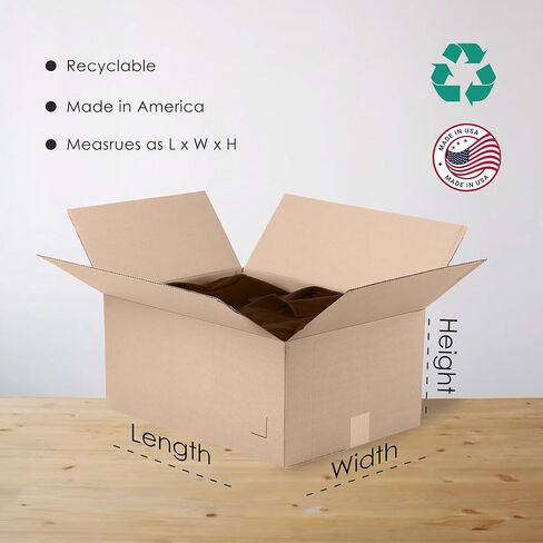 14x14x4'' Corrugated Shipping Boxes Brown/Kraft Corrugated Cardboard Shipping Boxes 25-Pack | Mailing, Packing, Moving & Storage –Durable-Eco-Friendly, Recyclable-Made in the USA in Kuwait