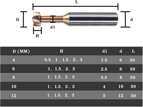 T Slot End Mill, T Slot Milling Coated Carbide HRC55 End Mill Alloy Tungsten Steel Slotting Bits 1pcs in Saudi Arabia