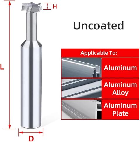 Carbide T Slot Milling Tools Metal Machining Tungsten Steel T-Groove End Mills 1pc(H3.0,UNCOATED-D5X50L) in Saudi Arabia