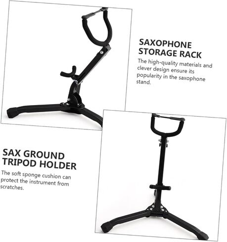 BESPORTBLE Saxophone Holder Portable Saxophone Display Rack for Alto Tenor Saxophones Durable Stand with Cushion Protection Black Sax Storage in Kuwait