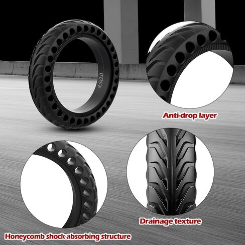 8.5x2 Inch Solid Tire for Gotrax GXL V2/XR/APEX/Ultra Xiaomi M365/M365 Pro/Pro 2/1S Electric Scooter Front or Rear Wheels Replacement 50/75-6.1 Tires (Black 1pcs) in Kuwait