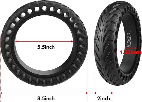 8.5x2 Inch Solid Tire for Gotrax GXL V2/XR/APEX/Ultra Xiaomi M365/M365 Pro/Pro 2/1S Electric Scooter Front or Rear Wheels Replacement 50/75-6.1 Tires (Black 1pcs) in Kuwait