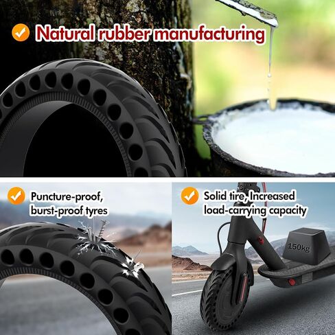 8.5x2 Inch Solid Tire for Gotrax GXL V2/XR/APEX/Ultra Xiaomi M365/M365 Pro/Pro 2/1S Electric Scooter Front or Rear Wheels Replacement 50/75-6.1 Tires (Black 1pcs) in Kuwait