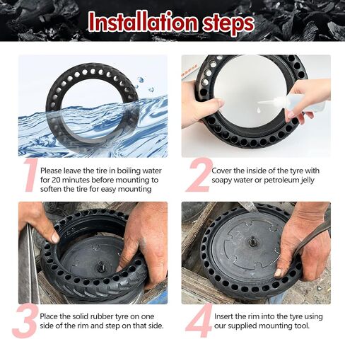 8.5x2 Inch Solid Tire for Gotrax GXL V2/XR/APEX/Ultra Xiaomi M365/M365 Pro/Pro 2/1S Electric Scooter Front or Rear Wheels Replacement 50/75-6.1 Tires (Black 1pcs) in Kuwait