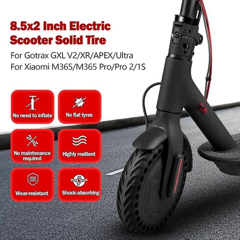 8.5x2 Inch Solid Tire for Gotrax GXL V2/XR/APEX/Ultra Xiaomi M365/M365 Pro/Pro 2/1S Electric Scooter Front or Rear Wheels Replacement 50/75-6.1 Tires (Black 1pcs) in Kuwait