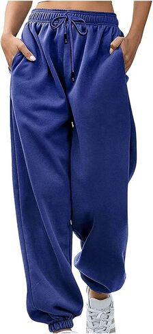 Womens Sweatpants High Waisted Drawstring Baggy Loose Comfy Workout Active Cinch Bottom Joggers Pants with Pockets in Saudi Arabia