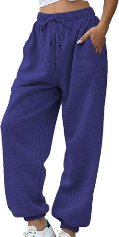 Womens Sweatpants High Waisted Drawstring Baggy Loose Comfy Workout Active Cinch Bottom Joggers Pants with Pockets in Saudi Arabia
