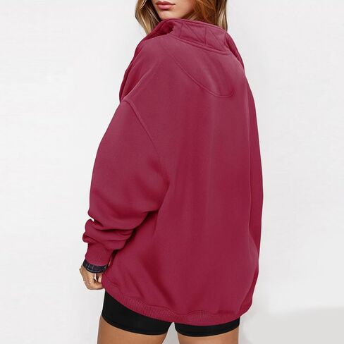 Womens Button Sweatshirt Fall Loose Fit Long Sleeve Sweatshirt Outdoor Athletic Solid Pullover Tops with Pockets in Saudi Arabia