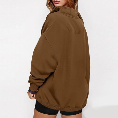 Womens Button Sweatshirt Fall Loose Fit Long Sleeve Sweatshirt Outdoor Athletic Solid Pullover Tops with Pockets in Saudi Arabia
