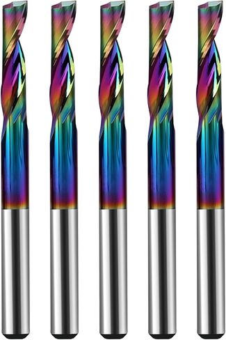 5Pcs 1/8in Solid Carbide 1Flute End Mill,DLC(Ta-C) Coated, Single Flute Bits Tool for Soft Material Such As Plastics,Aluminum, Copper, and Brass in Saudi Arabia