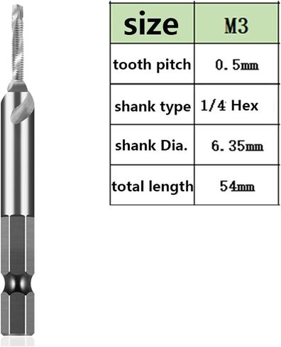 Tap Drill Bits Set Titanium Plated Hex Shank HSS Countersink Thread Metric Screw Machine Compound M3 M4 M5 M6 M8 M10 Hand Tools(M3x0.5 Silver) in Saudi Arabia