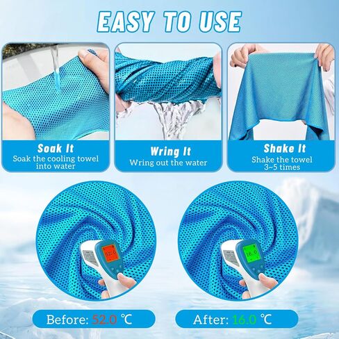 2 Pack Cooling Hoodie Towels Set, Cooling Towels for Neck and Face, Microfiber Soft Breathable Cooling Towel Bulk for Hot Weather, Gym, Sports, Yoga, Workout, Running, Golf, Camping, Hiking（Blue） in Saudi Arabia