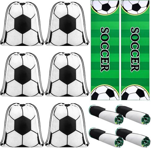 12 Pcs Sport Party Favors with 40 x 12 Inch Soccer Cooling Towels and 13 Inch Soccer Ball Drawstring Backpack Microfiber Ice Towels String Bag for Athletes Gym Camp Team Gifts in Saudi Arabia