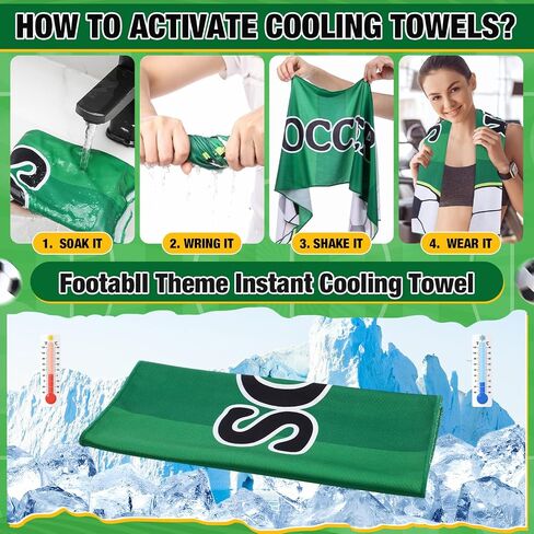 12 Pcs Sport Party Favors with 40 x 12 Inch Soccer Cooling Towels and 13 Inch Soccer Ball Drawstring Backpack Microfiber Ice Towels String Bag for Athletes Gym Camp Team Gifts in Saudi Arabia