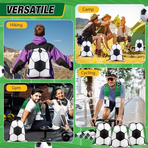12 Pcs Sport Party Favors with 40 x 12 Inch Soccer Cooling Towels and 13 Inch Soccer Ball Drawstring Backpack Microfiber Ice Towels String Bag for Athletes Gym Camp Team Gifts in Saudi Arabia