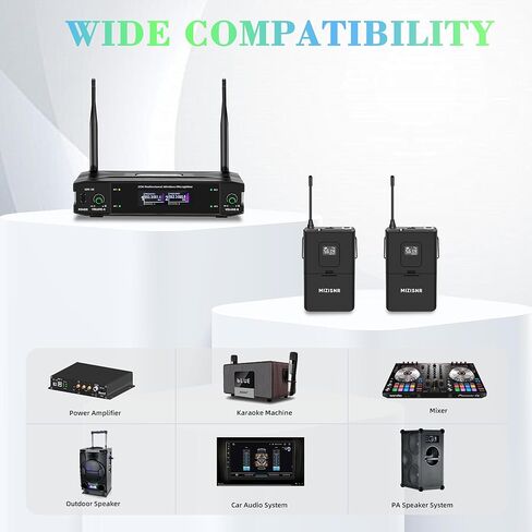 نظام ميكروفون لافالييه اللاسلكي اللاسلكي مع سماعات الرأس والضربات الطية ، والميكروفون اللاسلكي المزدوج ومجموعة مستقبلات ، ومجموعة 300 قدم للغناء ، والكنيسة ، والكاريوكي ، والوعظ ، والزفاف in Kuwait