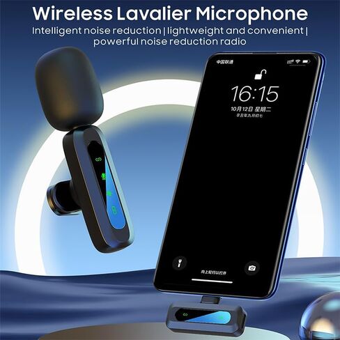 2-Pack Wireless Mini Lavalier Microphone for iPhone 15 & 16, Android, iPad, PC – Bluetooth Mics for Video Recording, TikTok, YouTube, Vlog – Noise Reduction, 65ft Range, 8H Battery Life in Saudi Arabia