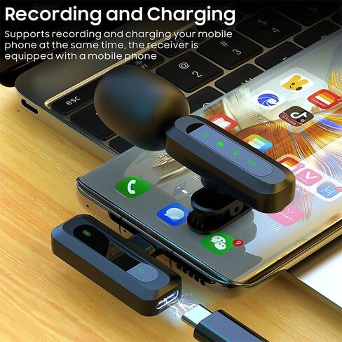 2-Pack Wireless Mini Lavalier Microphone for iPhone 15 & 16, Android, iPad, PC – Bluetooth Mics for Video Recording, TikTok, YouTube, Vlog – Noise Reduction, 65ft Range, 8H Battery Life in Saudi Arabia