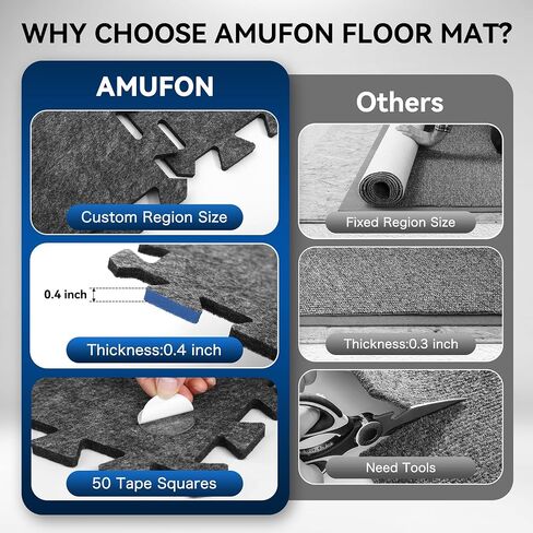 20 Pcs Sound Absorbing Interlocking Floor Mats Pads, 11" x 11" x 0.4"sound absorbing rug, Non-Slip Anti Vibration Sound Proof Puzzle Felt Padding, High Density Piano Carpet Drum Rug for Music Studio in Saudi Arabia
