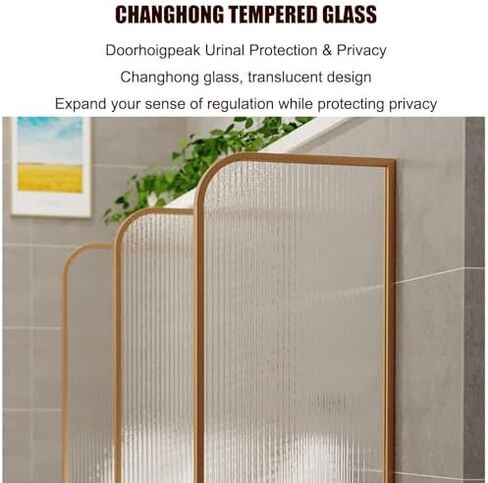 Black Urinal Privacy Screen Partition - 40x120cm Tempered Glass Panels with Stainless Steel Frame, Wall-Mounted Bathroom Divider Set (3 Pieces) for Enhanced Privacy in Kuwait