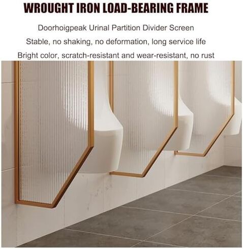 Black Urinal Privacy Screen Partition - 40x120cm Tempered Glass Panels with Stainless Steel Frame, Wall-Mounted Bathroom Divider Set (3 Pieces) for Enhanced Privacy in Kuwait