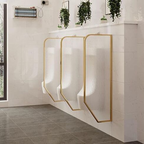 Black Urinal Privacy Screen Partition - 40x120cm Tempered Glass Panels with Stainless Steel Frame, Wall-Mounted Bathroom Divider Set (3 Pieces) for Enhanced Privacy in Kuwait