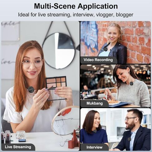 Wireless Lavalier Microphone, Mini Microphone for iPhone/Android, Plug and Play, Noise Cancellation, 40H Battery for Video Recording, Streaming, Podcast, YouTube in Saudi Arabia