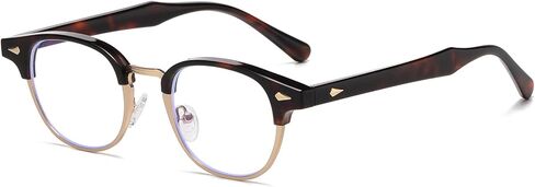 AIEYEZO Men's and Women's Glasses Fashion Classic Semi-Rimless Frame Nerd Glasses Trendy Retro Blue Light Glasses (Black/Gold) in Saudi Arabia