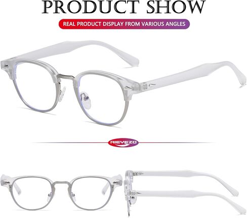 AIEYEZO Men's and Women's Glasses Fashion Classic Semi-Rimless Frame Nerd Glasses Trendy Retro Blue Light Glasses (Black/Gold) in Saudi Arabia