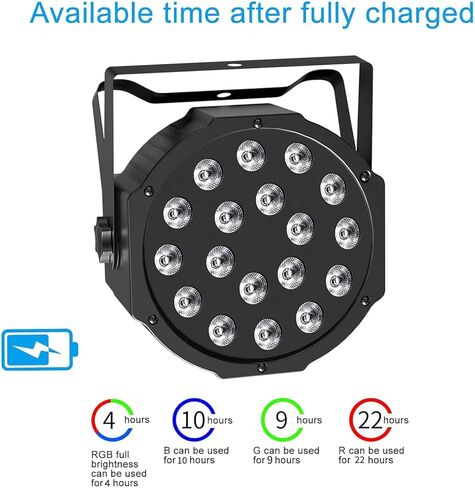 U'King 36W Wireless Uplights, 18 RGB Stage Lights, Rechargeable Par Lights with DMX512 & Sound-Activated Mode, LED Par Can for Party Event Wedding Show, 4 Pack in Kuwait