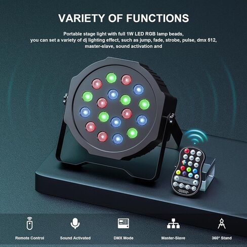U'King 36W Wireless Uplights, 18 RGB Stage Lights, Rechargeable Par Lights with DMX512 & Sound-Activated Mode, LED Par Can for Party Event Wedding Show, 4 Pack in Kuwait