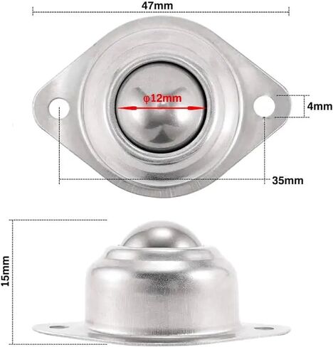 4pcs دوران كرة الدوران العالمي عجلات العجلة 1/2 بوصة نقل بكرة أسطوانة مثبتة على النقل (4pcs نايلون) in Kuwait