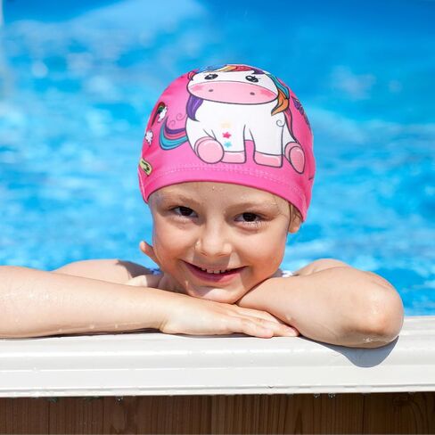 4 Pcs Kids Swim Caps for Boys Girls Toddler Age 2-12 Breathable Elastic Bathing Pool Swimming Hat for Long Short Hair Children in Saudi Arabia